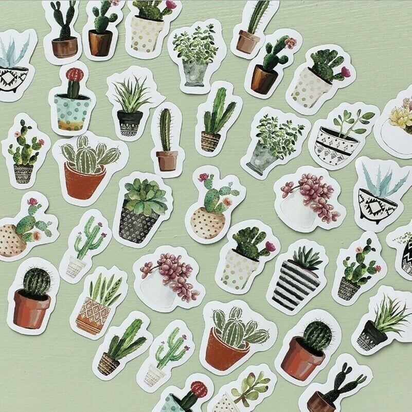 45 Pezzi Cactus Mini Carta Adesivi Decorazione Fai da Te Album Diario