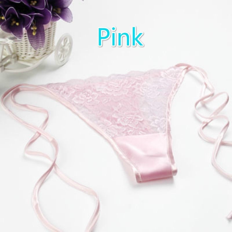 Femme Soie Véritable Lacets Culotte String Sexy Attache Coté Sexy Taille Basse