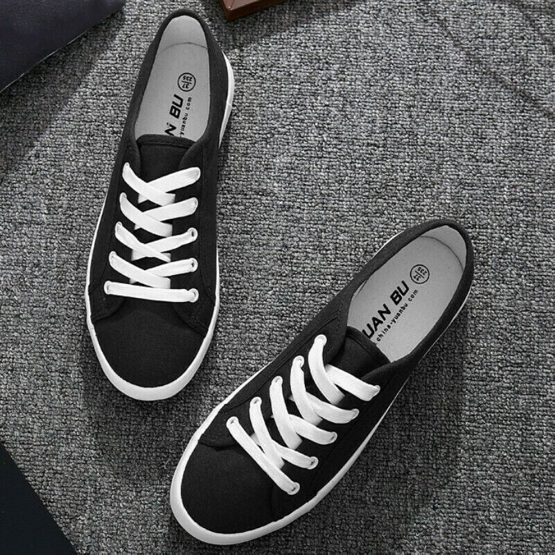classic-women-lady-canvas-shoes-trainers-plimsoles-flat-lace-up-white-black-ym0