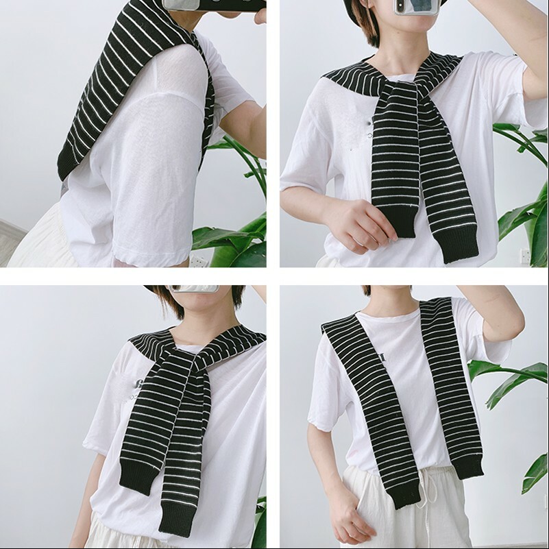 Women Girls Knited Shoulder Shawl Stole Cape Small Solid Stripe Fashion Decor