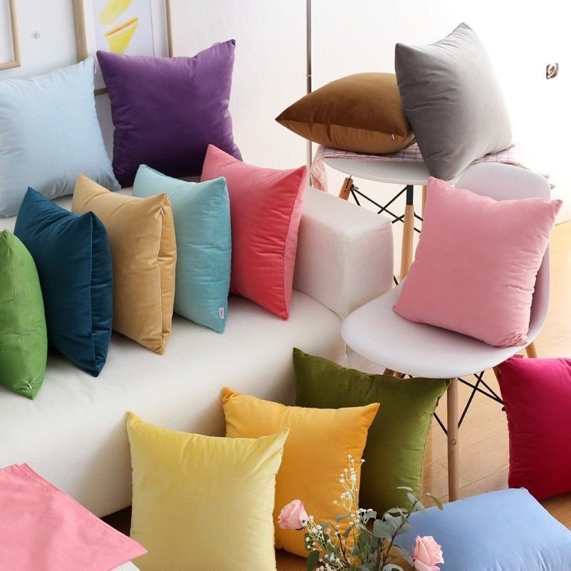 36 Colors Velvet CUSHION COVERS Solid Luxury Throw Pillow Cases Home Decoration