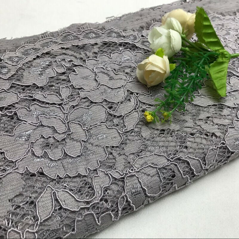Lace Fabric Eyelash Embroidery Flower Wedding Party Dress 59" Width By Metre