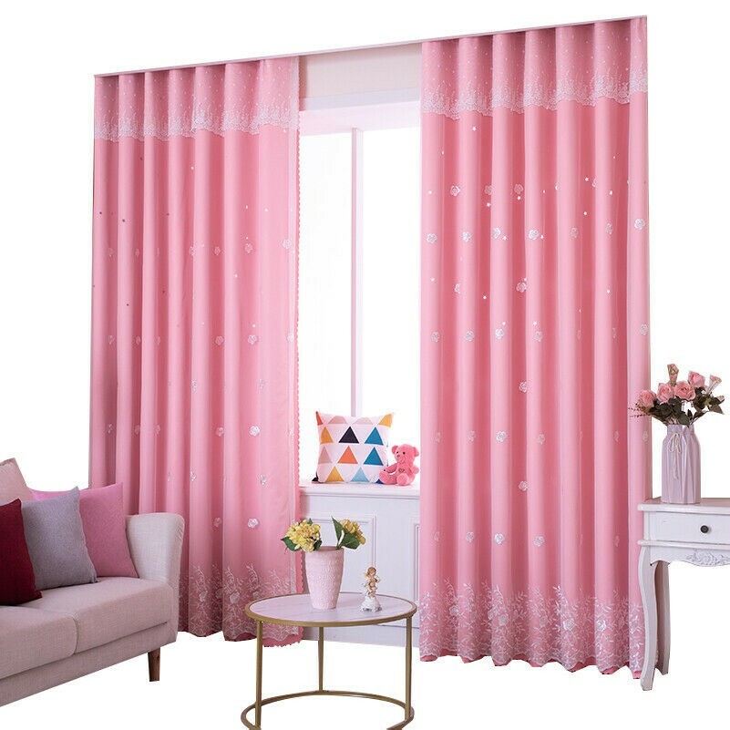 Lace Embroidered Curtain Double Layer for Living Room Tulle Drape Eyelets