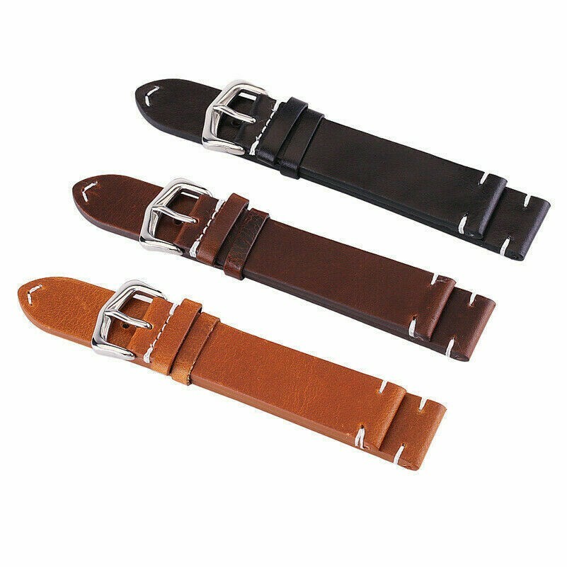 Echtleder Damen Herren Armbanduhr Armband Retro Dornschließe 18 19 20 21 22 24mm