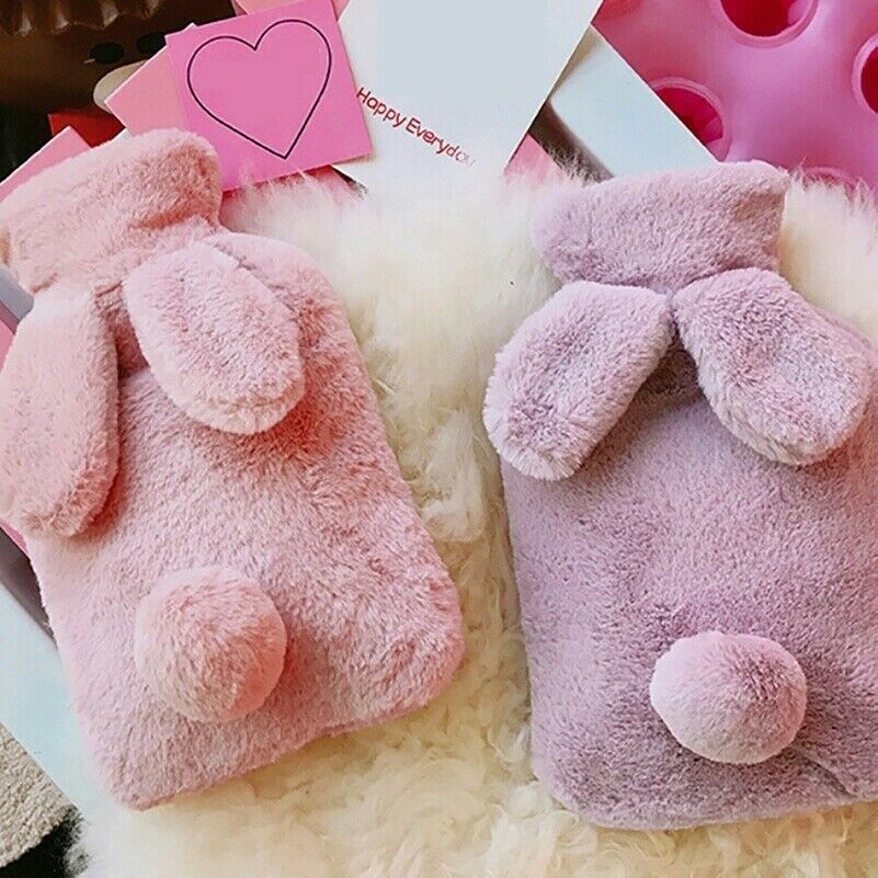 650 ML Hot-water Bottles with Plush Cloth Cover Hand Warmer Bag Winter Women