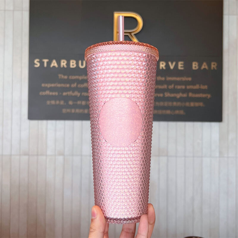 New Starbucks China 2022 Sakura Pink Glitter 24oz Studded St