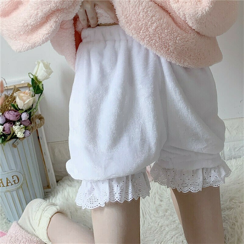Femmes Velours Short Dentelle Citrouille Bloomers Pants Taille Élastique en Vrac