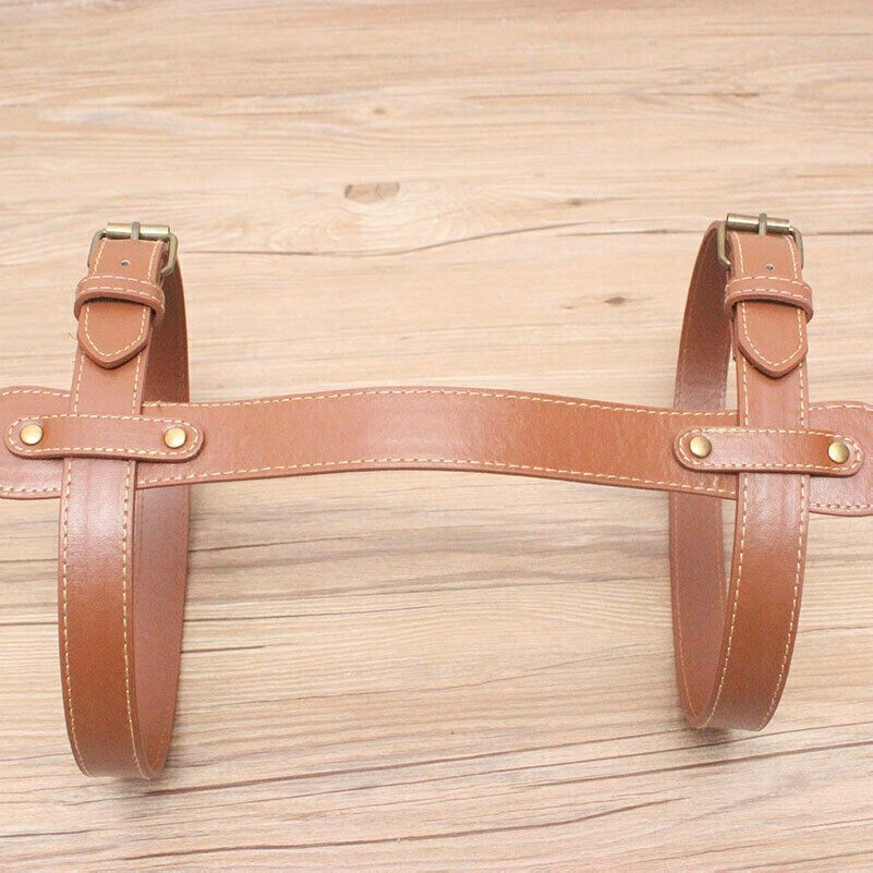 Faux Leather Picnic Blanket Strap Carry Handle Retro Travel Rug Roll Up Rope