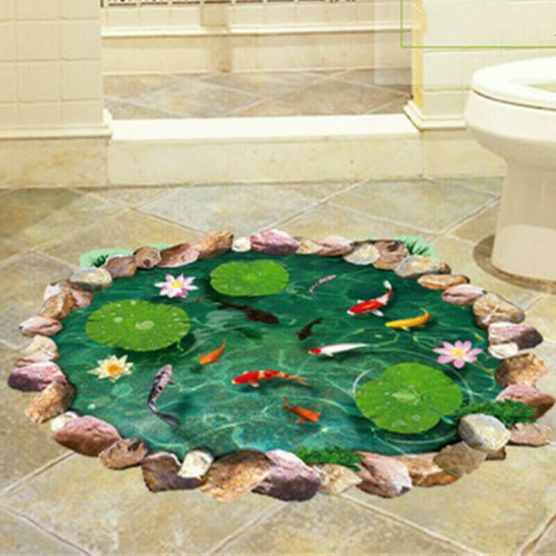 3D Boden Sticker Aufkleber Fisch Wohnzimmer Küche Badezimmer Tapete Wandkunst