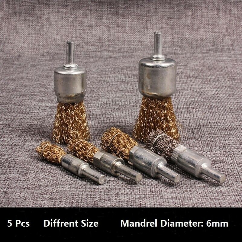 5x Steel Wire Wheel Pen Cup Brushes Cleaner For Drills Rust Weld Kit Accessories