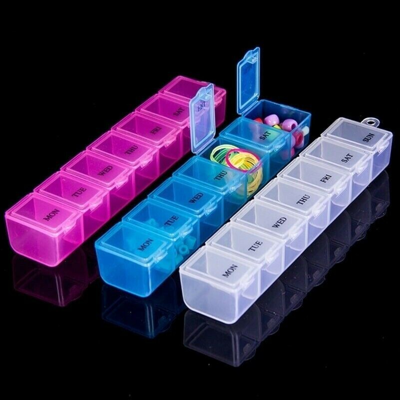7Day Weekly Pill Box Tablet Holder Medicine Dispenser Organizer Storage Case
