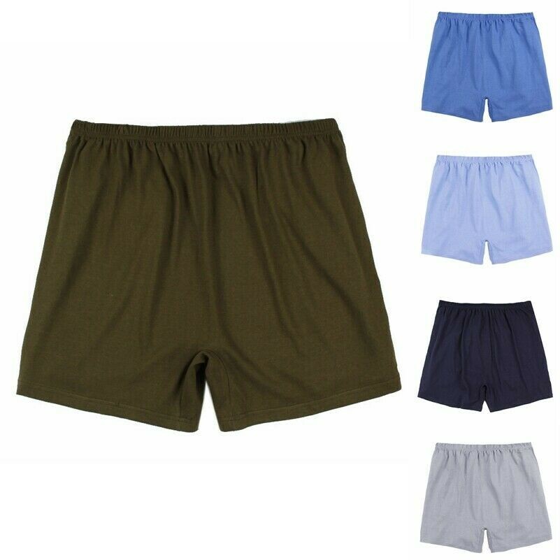 2Pcs Men Cotton Boxer Shorts Plain Underwear Breathable Stretch Large Briefs