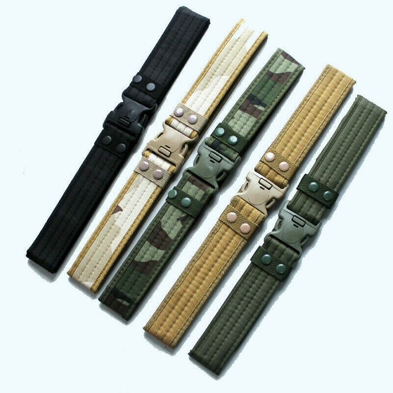 Hommes Tactique Ceinture Toile Camouflage Réglable Militaire Boucle Taille