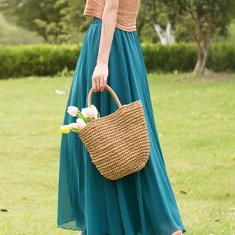 Donna Maxi Lunga Chiffon a Strati ad Balze Midi Solido Danza Abbigliamento