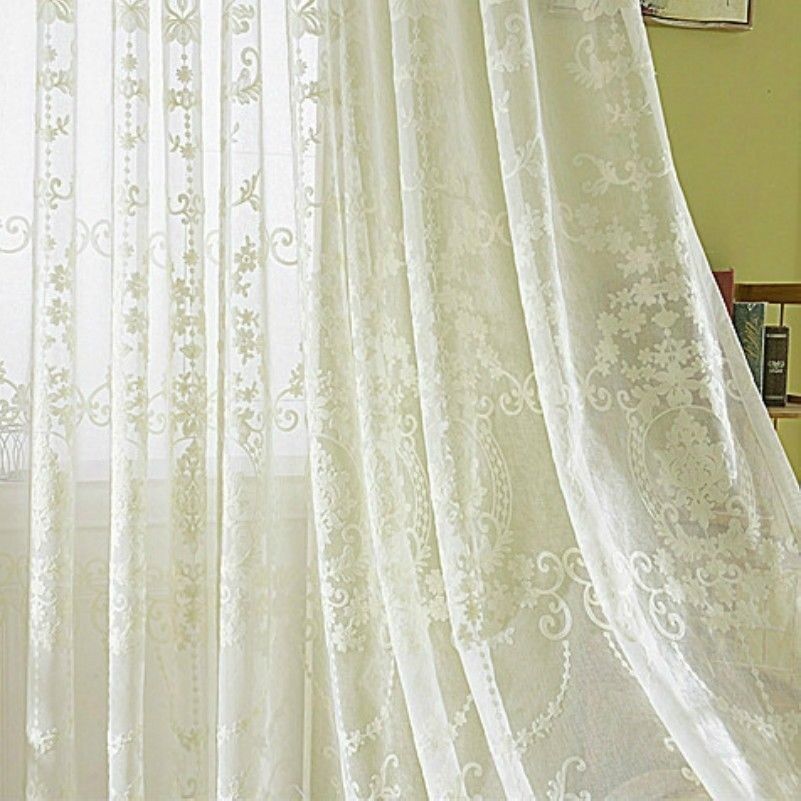 Lace Tüll Stickerei Netvorhang Voile Paneel Deko Raumteiler 102