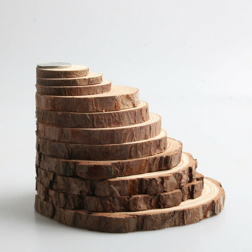 10pcs Wood Log Slices Discs 5-9cm DIY Craft Rustic Wedding Decor Coasters