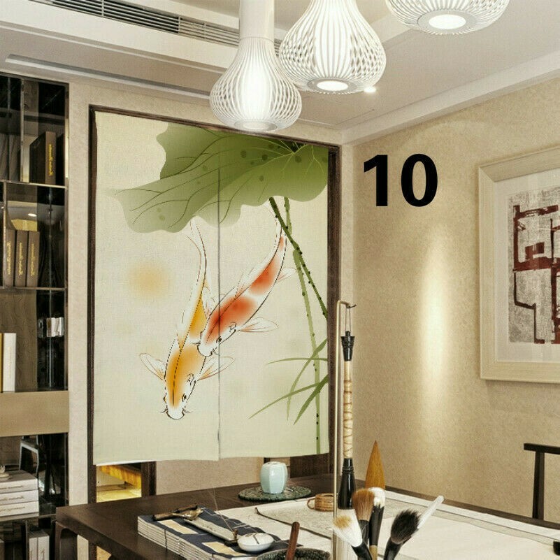 Noren Chinese Door Half Curtain Doorway Divider Tapestry with Extendable Rod