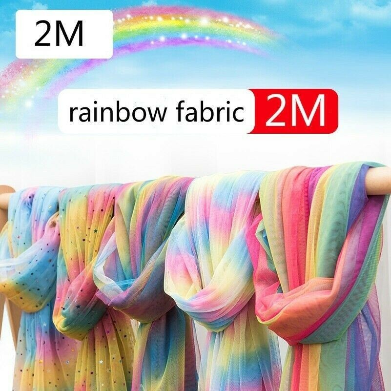 2M Arcobaleno Tessuto a Rete Gradiente Colore Tulle Tutu Gonna Sfondo