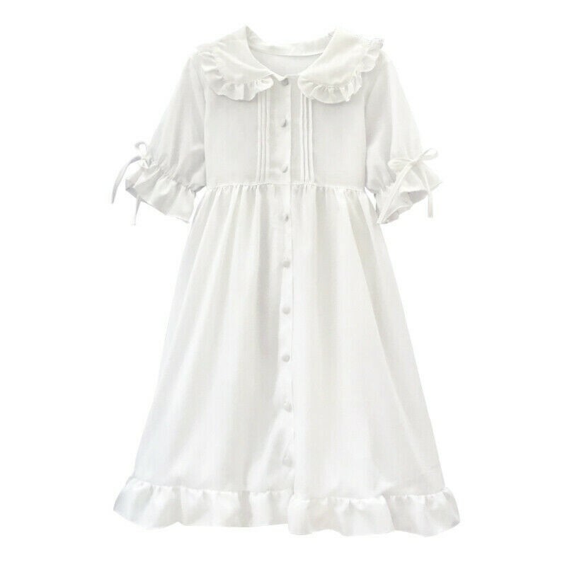 Japanisch Damen Mädchen Süß Lolita Kleid Rüschen Prinzessin Fairy Sweet Weiß