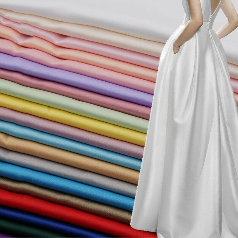 DIY Satin Seidig Stoff Schlicht Dick Tuch Hochzeit Abendkleid Handwerk-Material