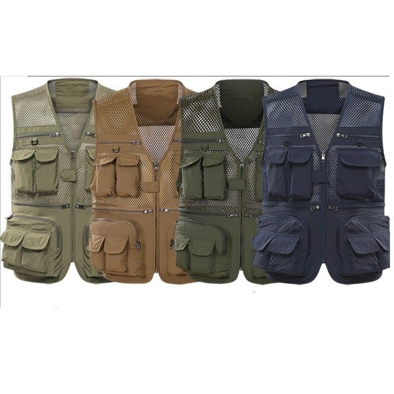 Hommes Gilet sans manche poches maille pêche en plein air voyage chasse