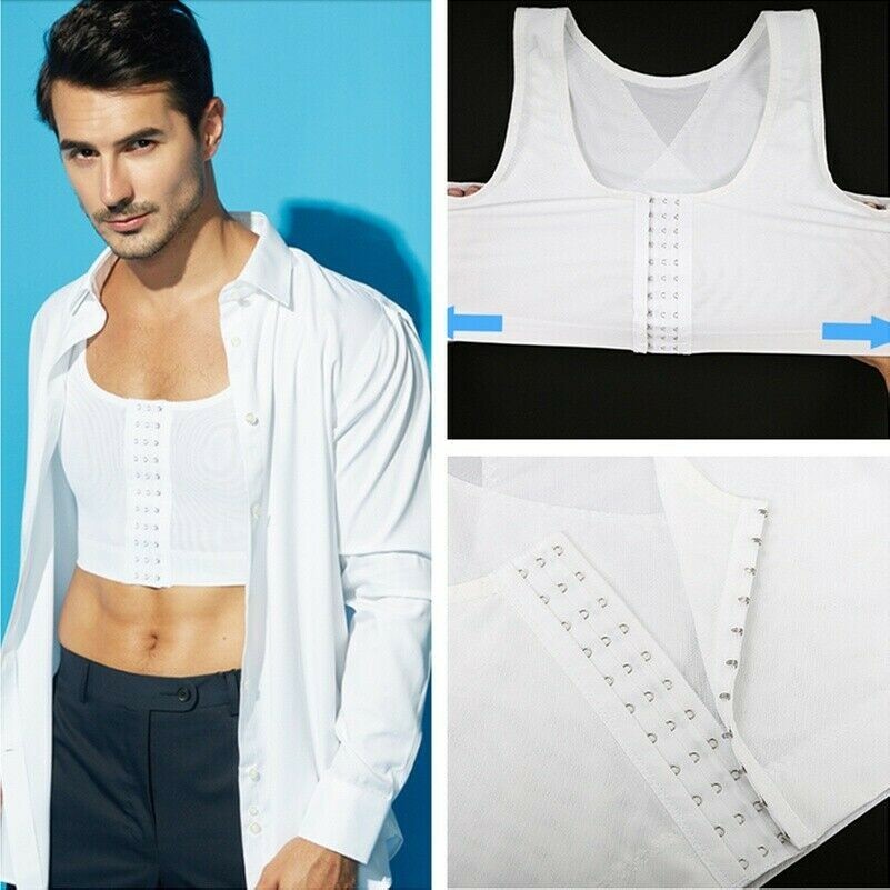 Men Chest Binder Corset Flat Bust Underwear Undershirt Vest Crop Top Bodysuit