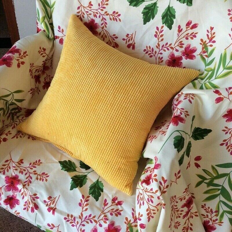 2X Groß Schlicht Kord Kissenbezüge Langlebig Stoff Kissenbezüge Sofabett