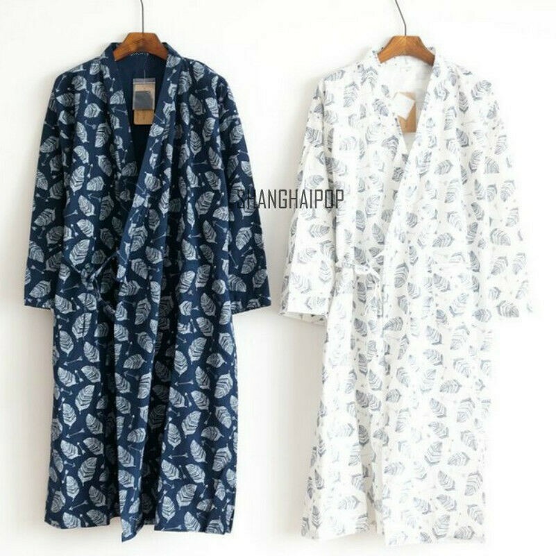 Uomo Kimono Yukata Pigiama Cotone Morbido Giapponese Accappatoio Abito Tunica Da