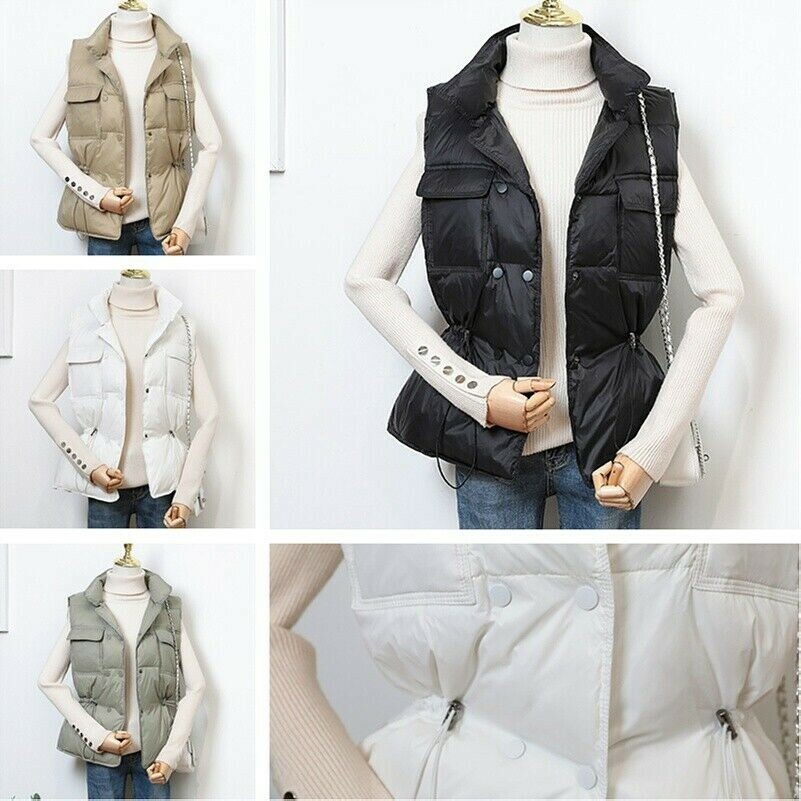 Damen Ente Down Weste Puffer Weste Gepolstert Steppjacke Ärmellos