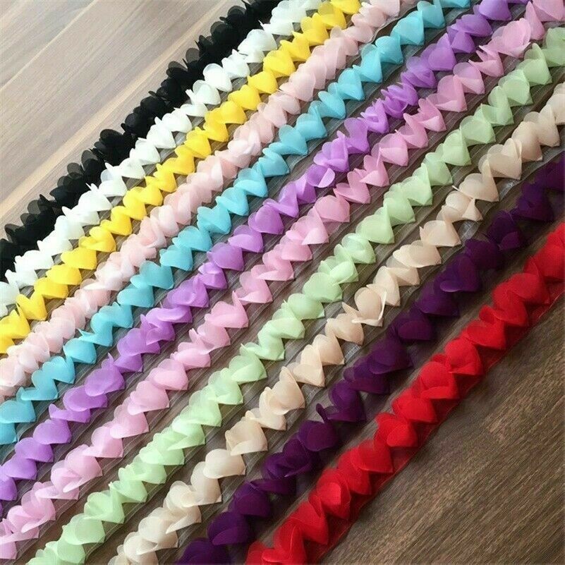 Chiffon Blumen Verzierungen Spitze Kleidung Stoff DIY Craft Handmade Material 1M