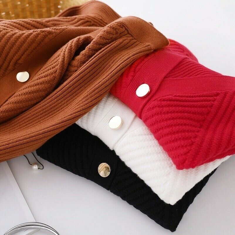 Femme Pull Cardigan Tricot Tricot Pull Chaude Boutonné Haut Col V