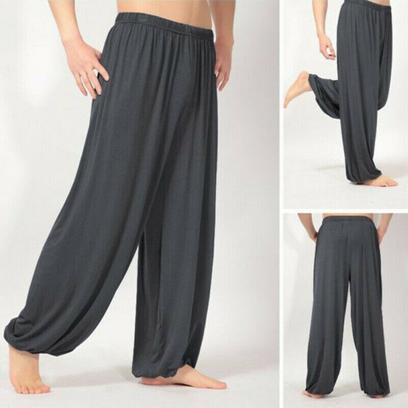 Mens Harem Yoga Baggy Pants Joggers Ali Baba Loose Trousers Bottons Slacks