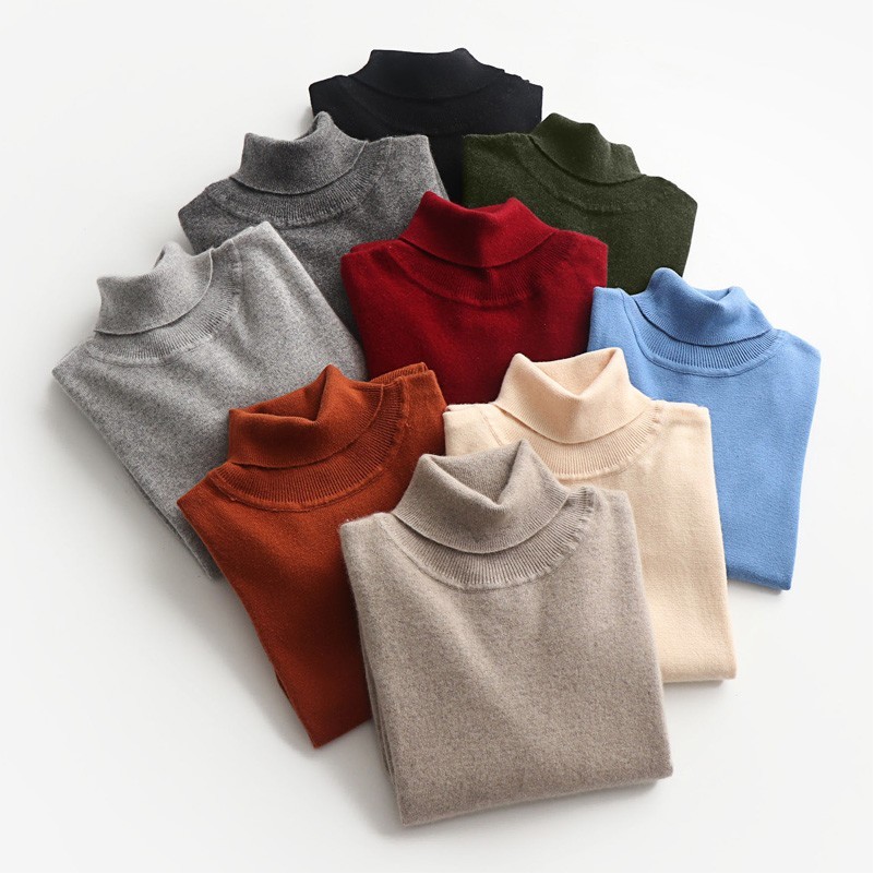 Hommes Col Montant Pull Laine Pull-Over Tricot Uni Pull Hiver Grande Taille