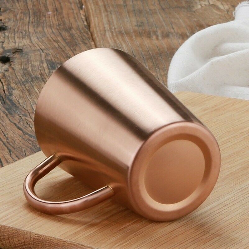 1pc 304 Acciaio Inox Rame Placcato Tazza Parete Doppia Grande Caffè Birra Oro