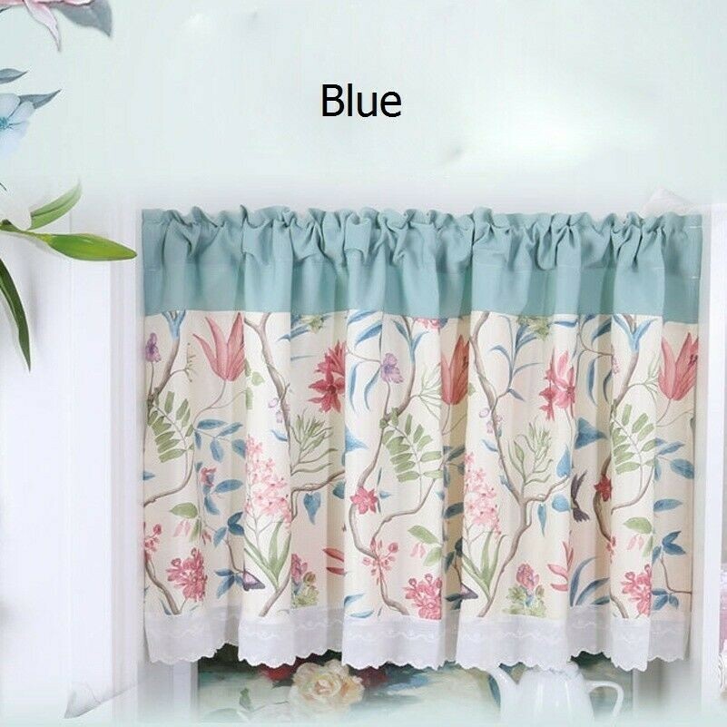 Kitchen Cafe Tire Curtain Panel Valances Window Home Adorn Lace Flower Butterfly