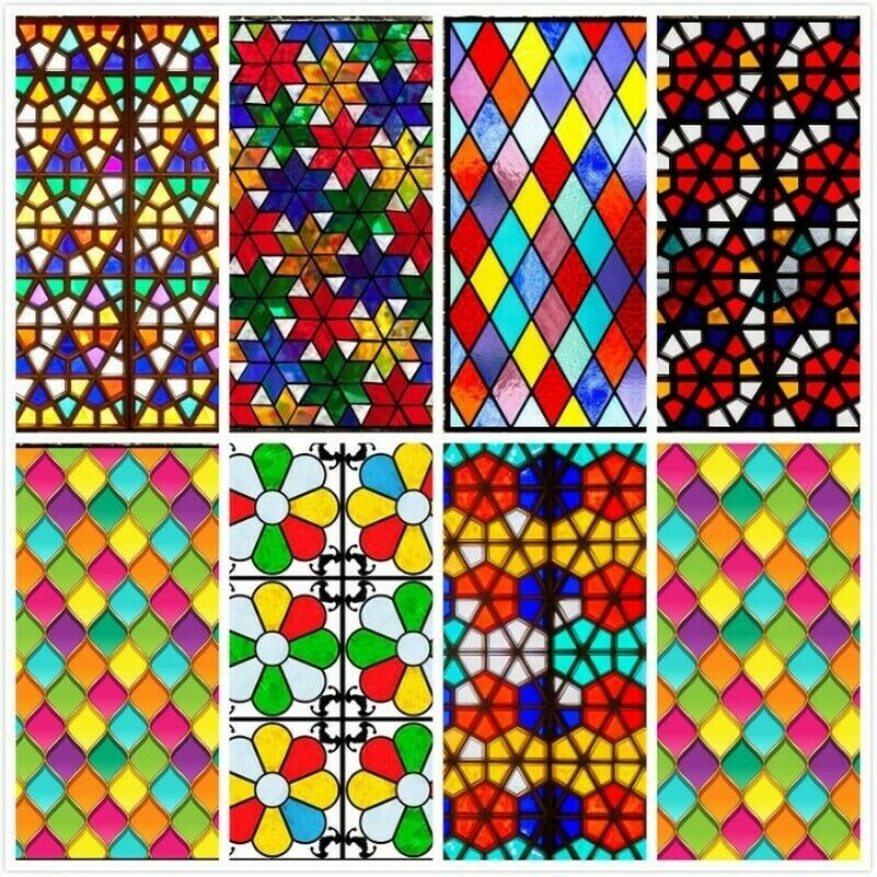Autoadesivo Vetrata Colorata Adesivi Rétro Chiesa Opaco Finestra Film Decor