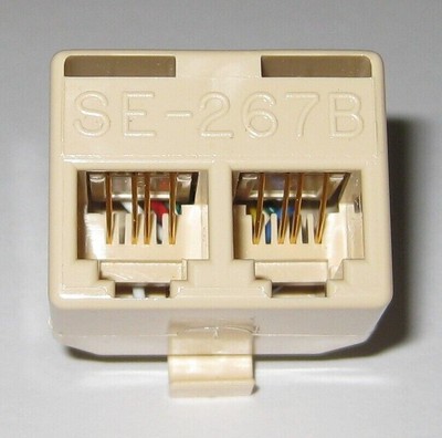 2pcs Suttle SE-267B Inline Modular T Adapter for 2 Line 4 Wire Telephone Jack