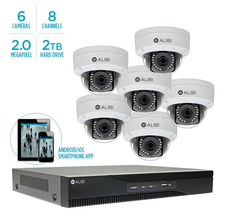 ALIBI SYSIP468D 6-CAM 100' IR IP OUTDOOR SECURITY SYSTEM 8-CH NVR 2TB