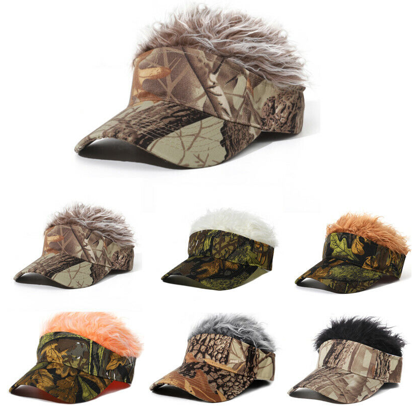 Hat Cap Sun Visor Wig Hat With Fake Flair Hair Outdoor Sports