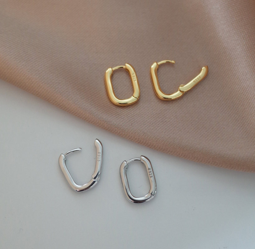 Women Girl 925 Sterling Silver Plated U-Shape Huggie Hoop Earrings A9