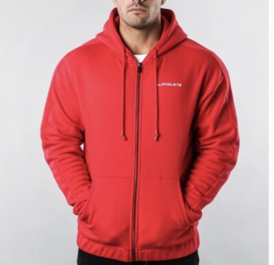 Alphalete Capital Zip Hoodie Red/White Men s Size Medium - NWT - Full Zip Jacket