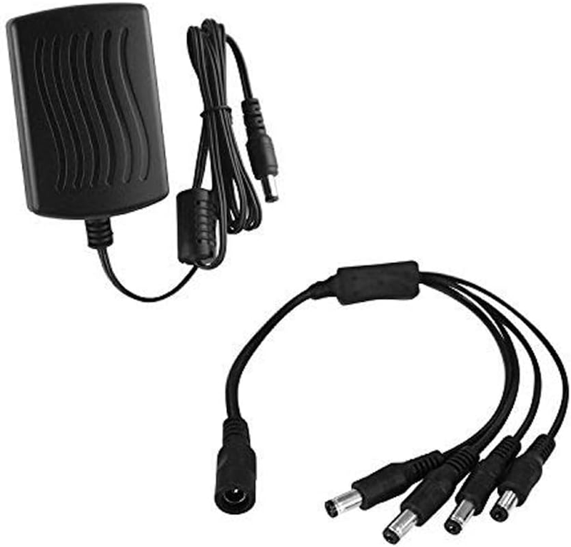 DC 12V 2A Security Camera Power Supply Adapter Combine with 1 to 4 Power Splitte