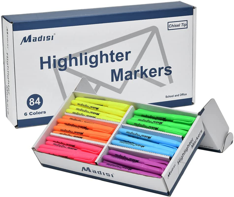 Highlighters, Chisel Tip, Assorted Colors, Bulk Pack, 84-Cou