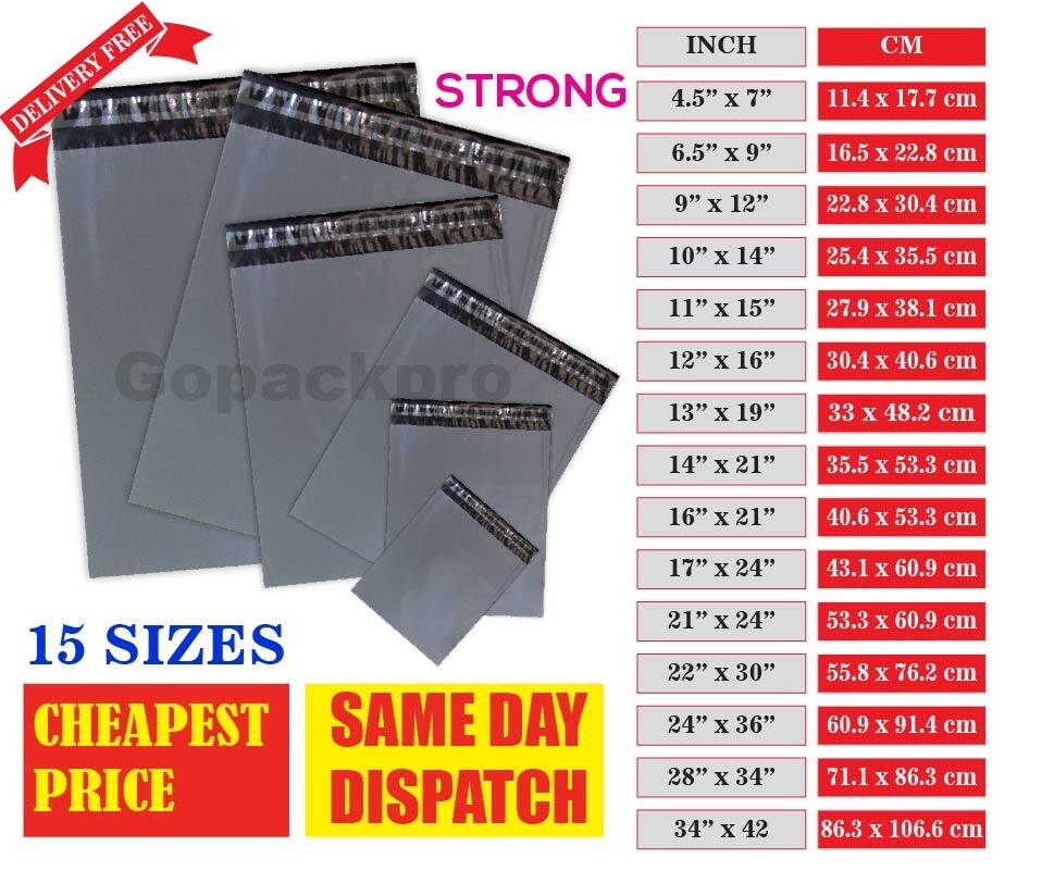 Strong Grey Mailing Bags Post Mail Postal Poly Postage Self Seal All