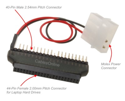 2.5" (44-Pin) to 3.5" (40-Pin) IDE Hard Drive Cable Adapter, IDE40_44
