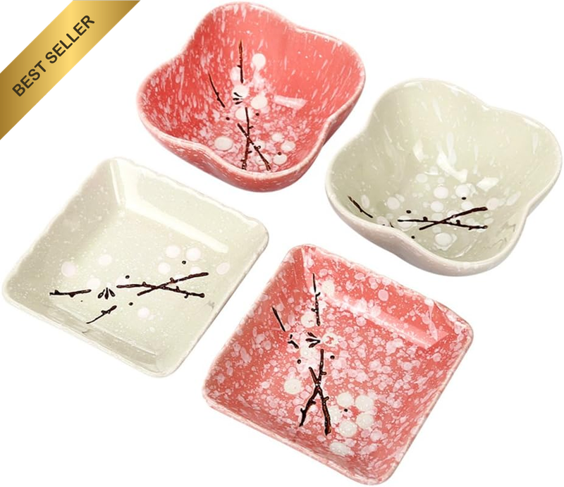 Ceramic Flower Shaped Sauce Dish Sushi Dipping Bowl Appetizer Plates Porcelain S