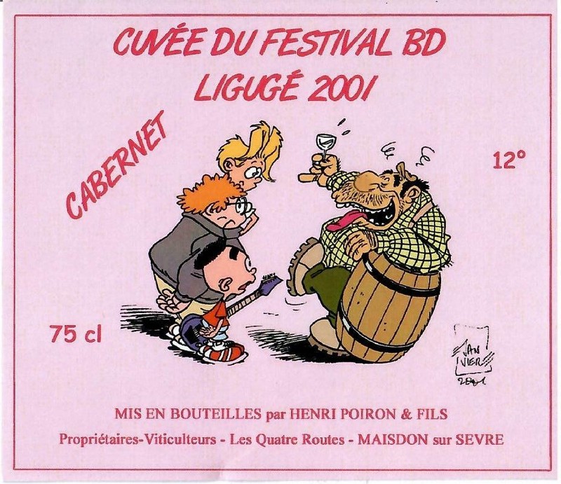 Etiquette De Vin De Cabernet 2001 Poiron & Fils Illustree Par Michel Janvier 