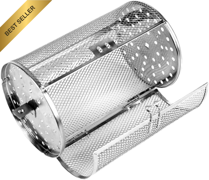 Stainless Steel Rotating Outdoor Barbecue Grill Cage 9.06In Baking Roasting Bask