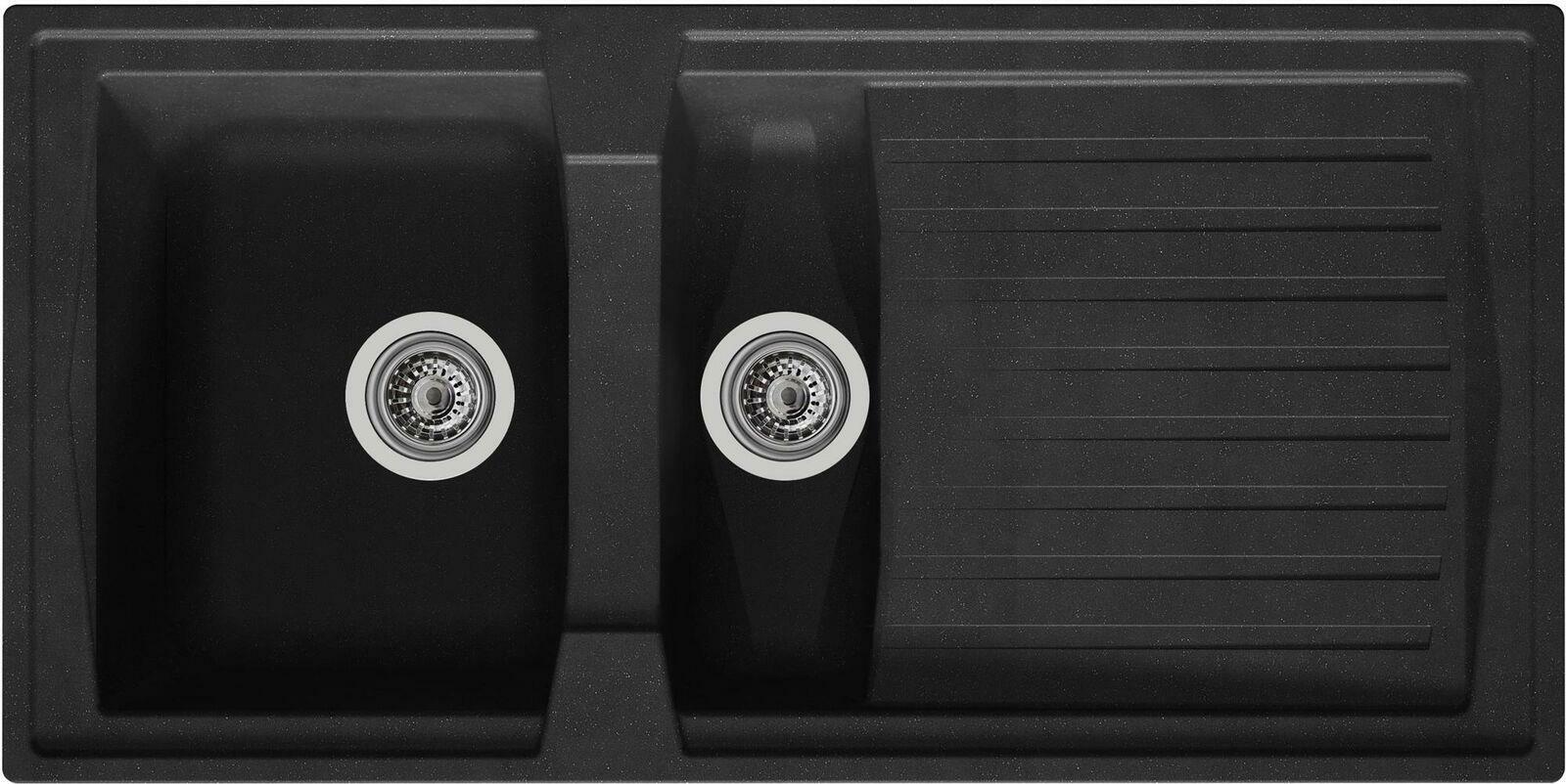 Spüle Einbauspüle Spülbecken Boston respekta 100 x 50 cm Schwarz B-Ware