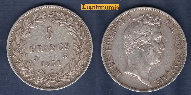 5 Francs 1831 A Paris Ttb Tn T Creux Louis Philippe Ier 1830 - 1848